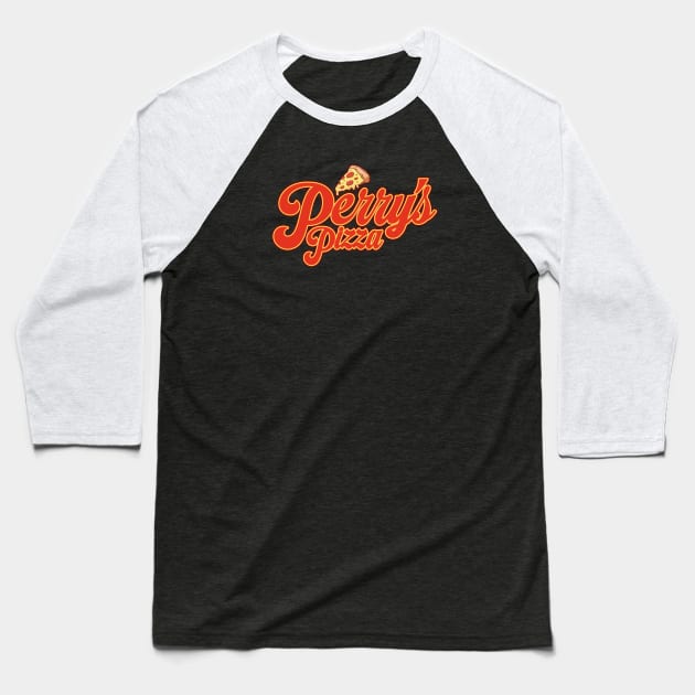 Perry's Pizza Logo Baseball T-Shirt by AndysocialIndustries